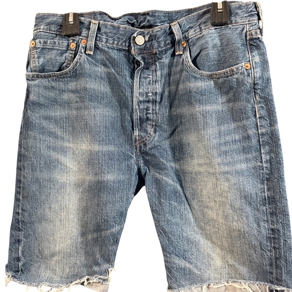 Levis Strauss Other - Levi's Premium 501 Men's W34 Cutoff Denim Shorts Distressed Frayed Button Fly